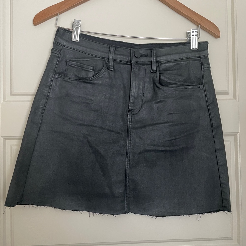 Blank NYC Skirt - Coated Black Denim Mini Skirt